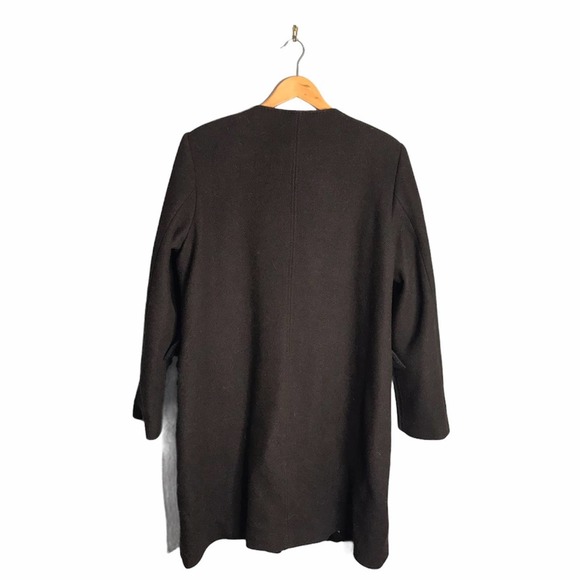 Zara | New Wool Blend Brown Long Coat Gold Zip Down - Picture 10 of 15